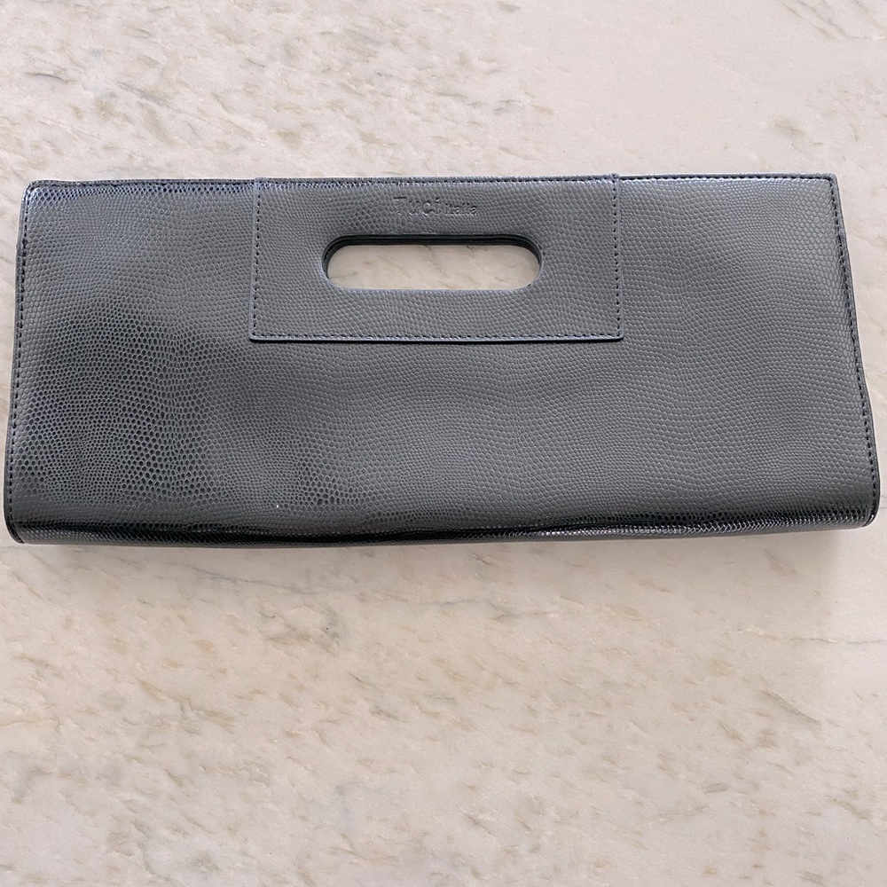 Croc Embossed Leather Clutch